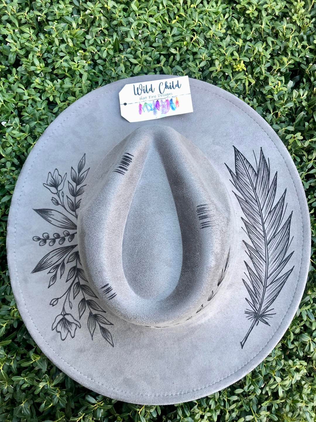 Boho FEATHER Design - Custom Hand Burned Hat