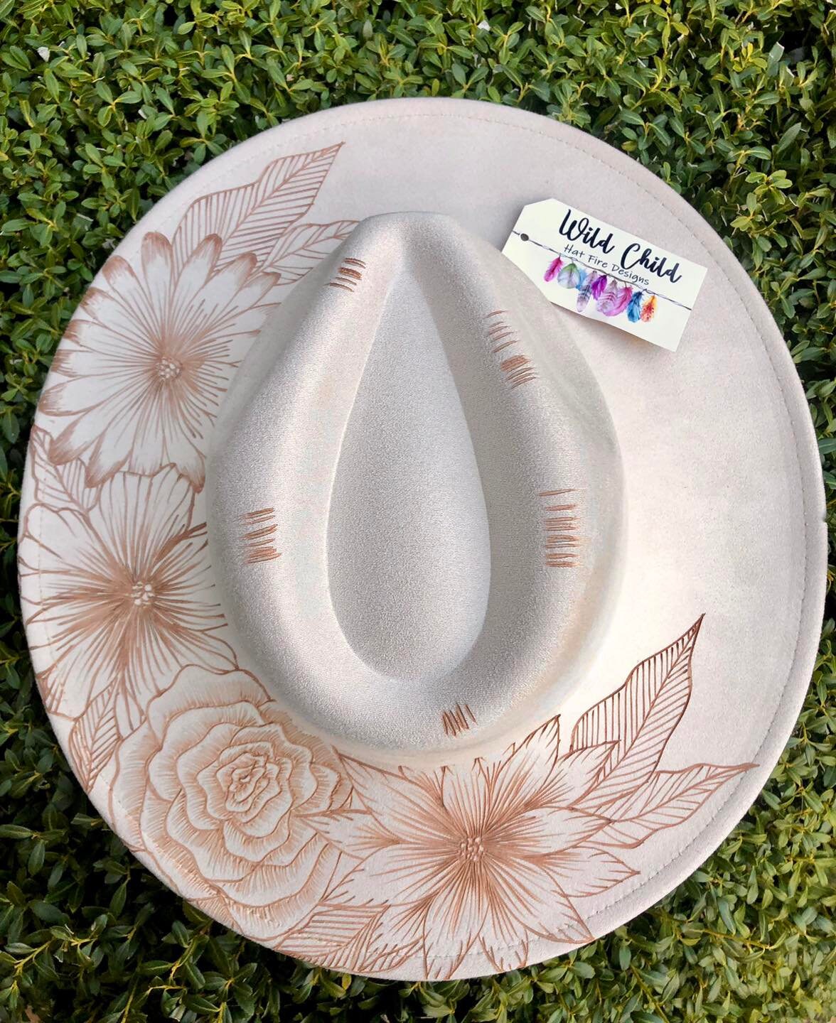FLORAL Side - handmade Custom Burned Hat