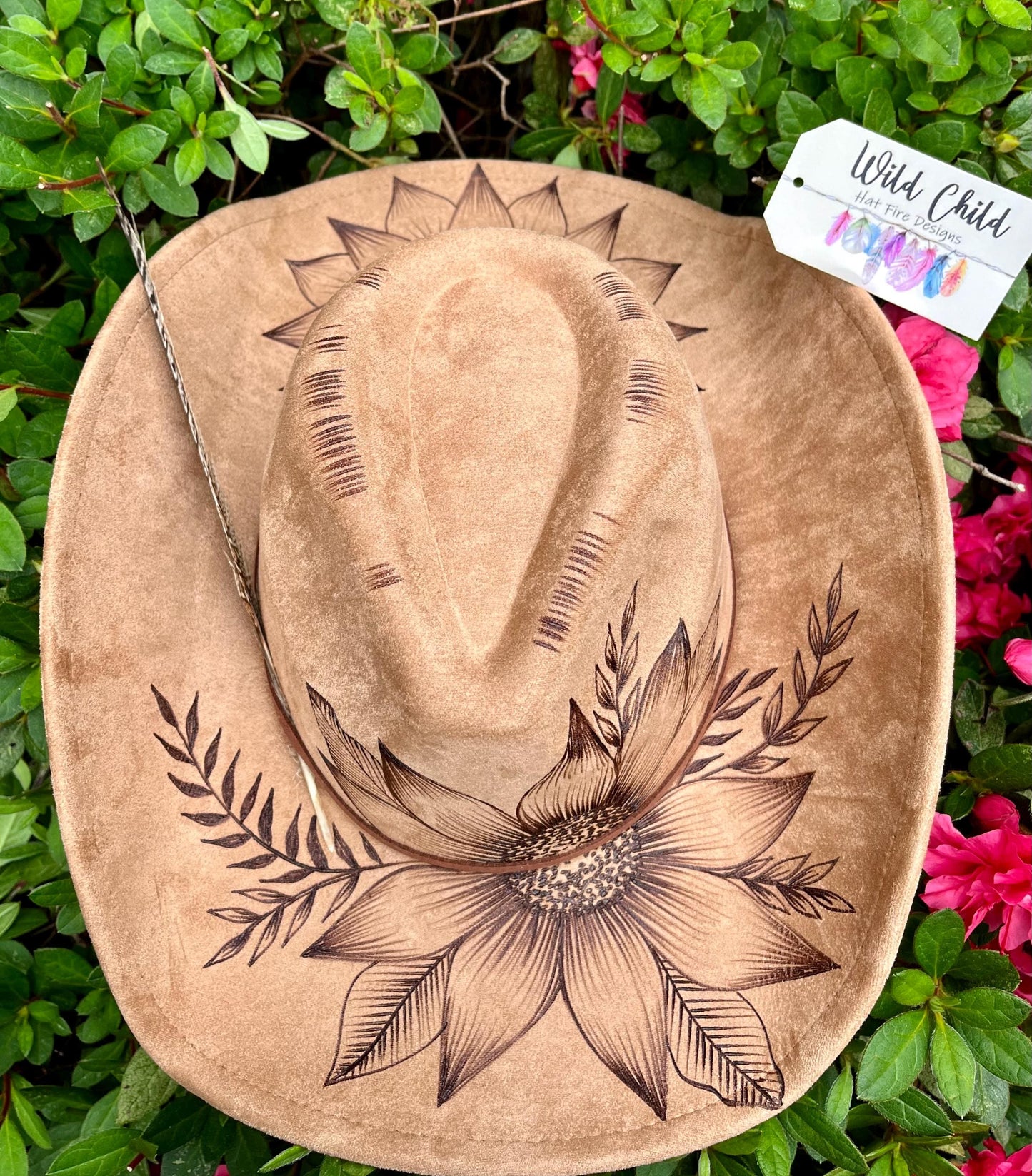 COWBOY Brim Sunflower - Custom Hand Burned Hat