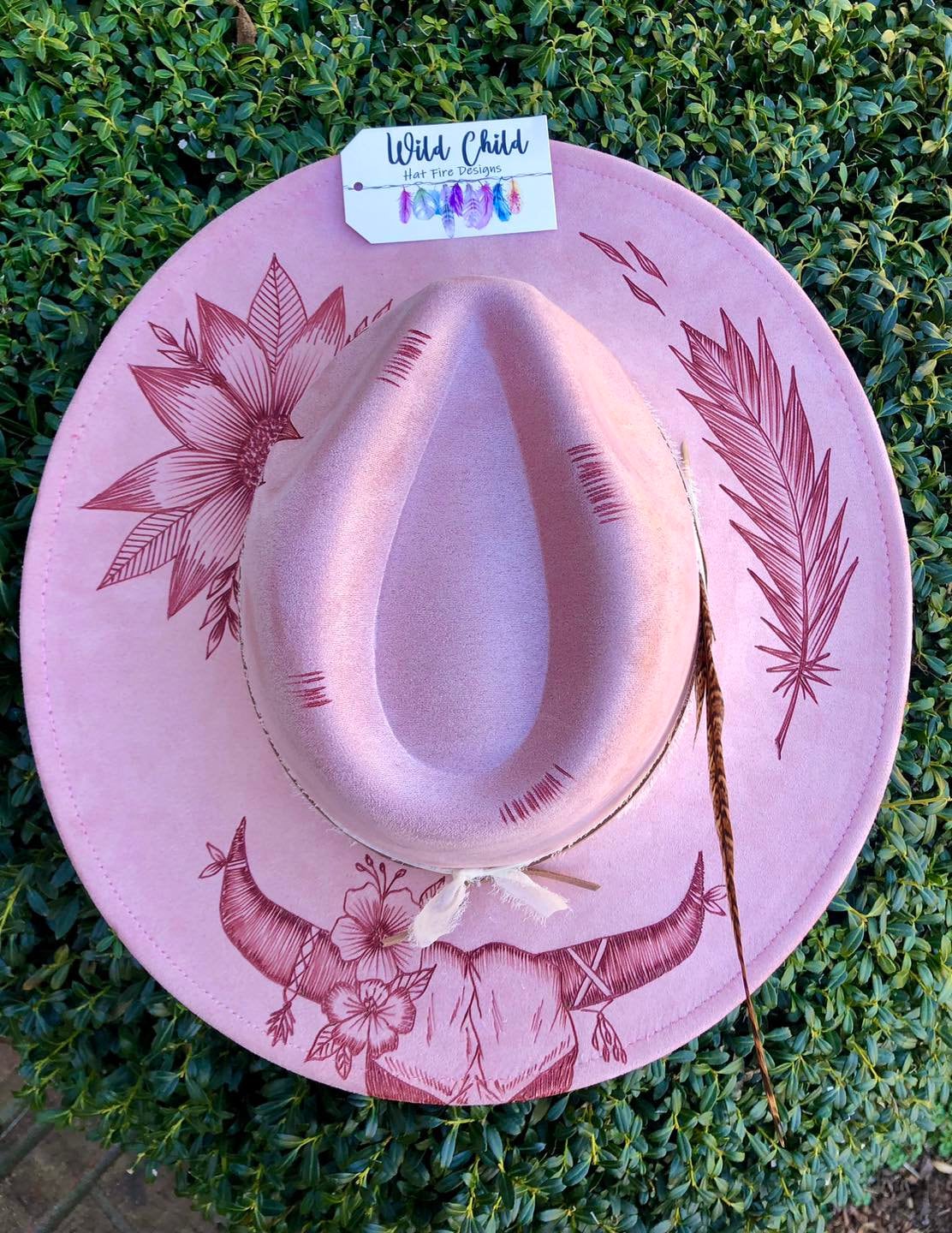Bull SKULL- Custom Hand Burned Hat