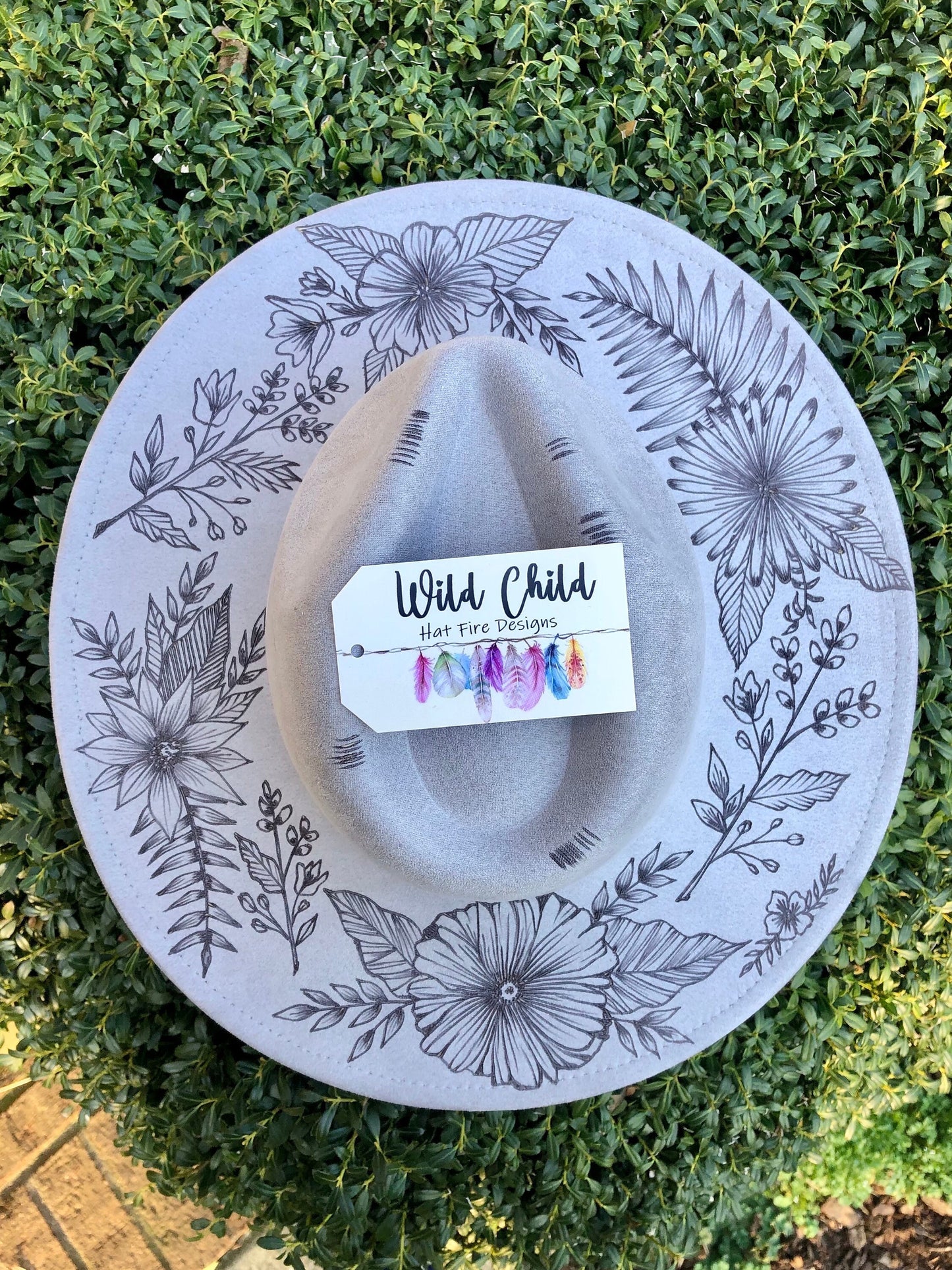 Floral SPRING- Handmade Custom Burned Hat