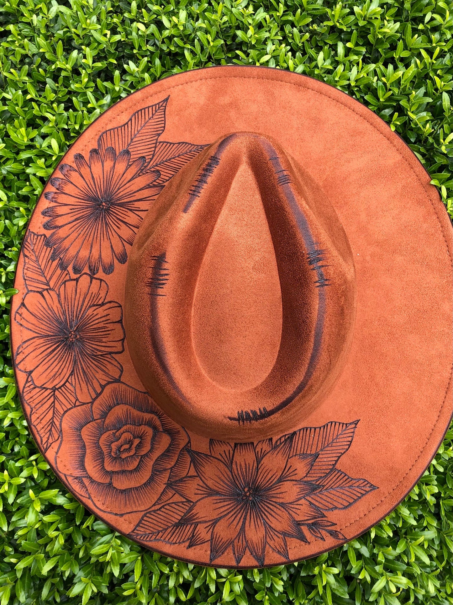 FLORAL Side - handmade Custom Burned Hat