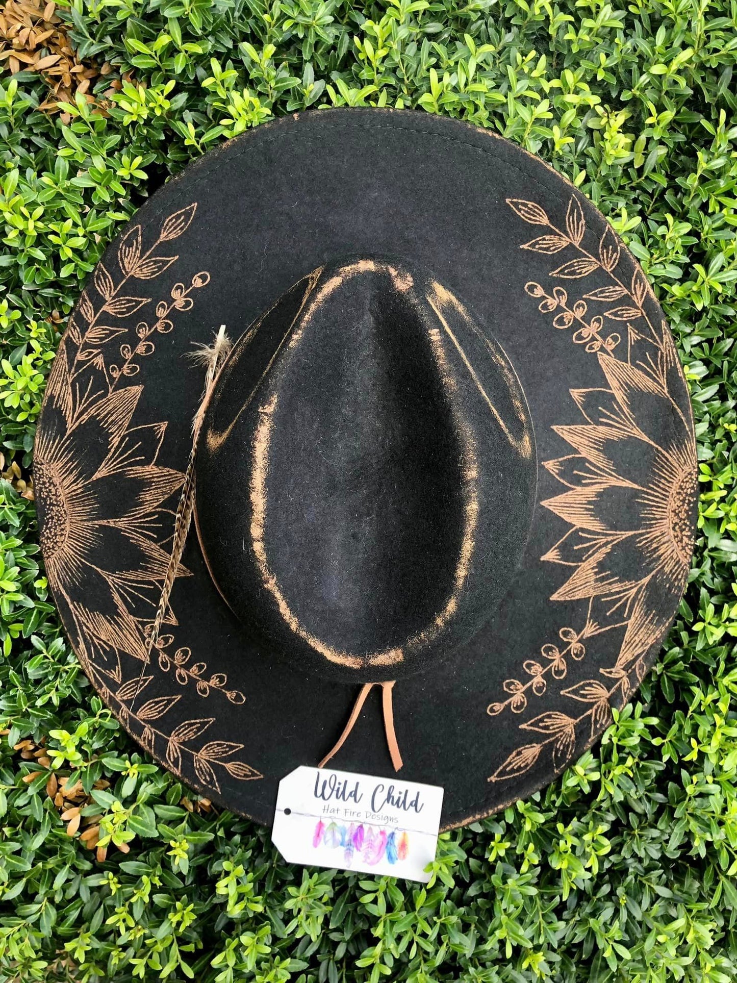 SUNFLOWERS - Handmade Custom Burned Hat