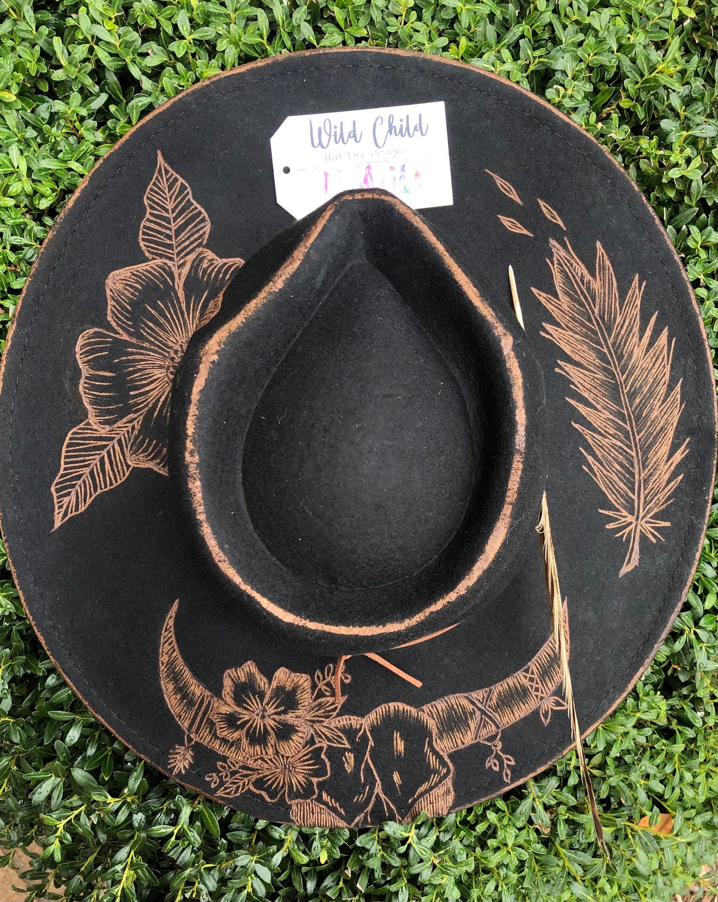 Bull SKULL- Custom Hand Burned Hat
