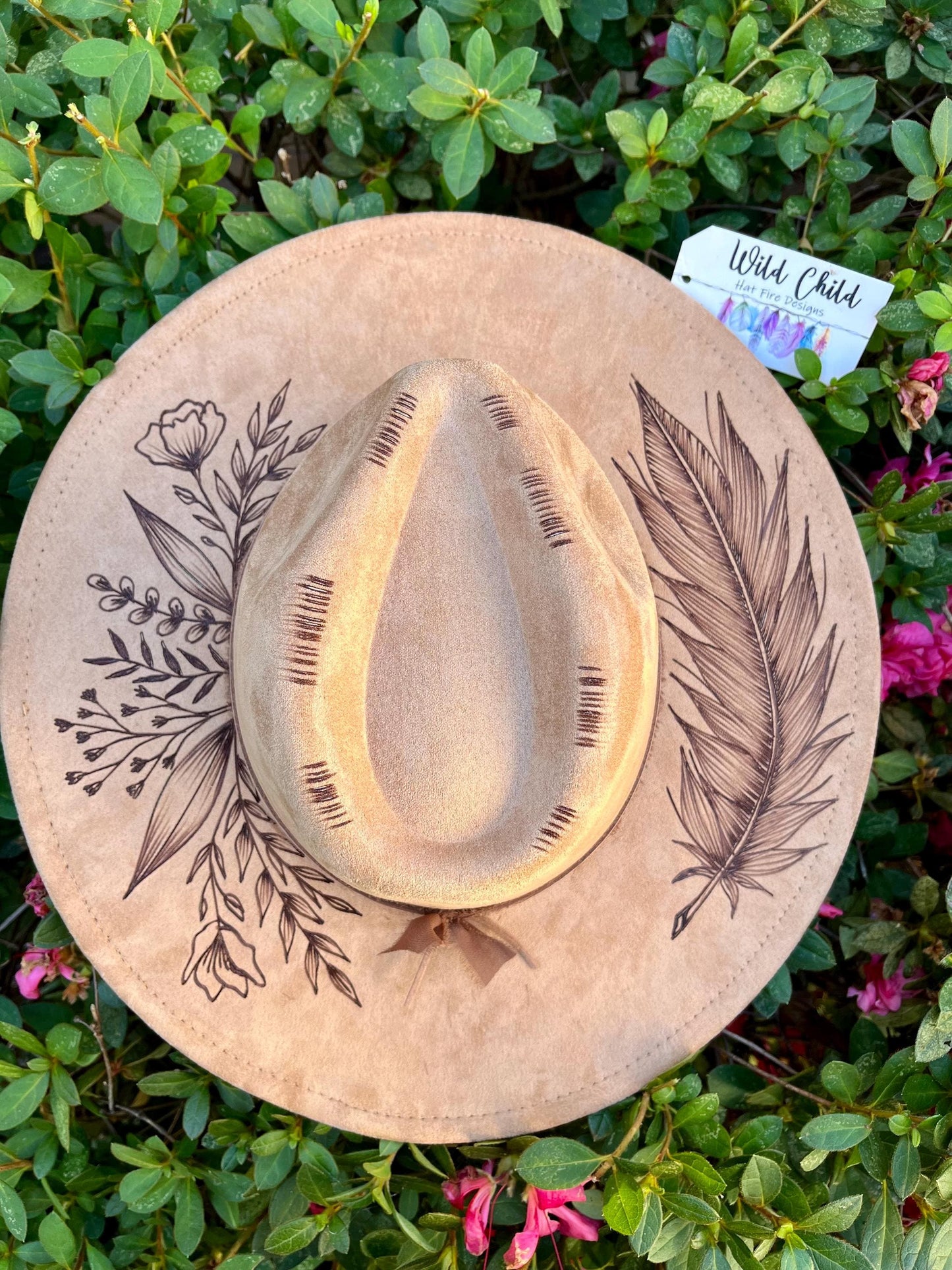 Boho FEATHER Design - Custom Hand Burned Hat