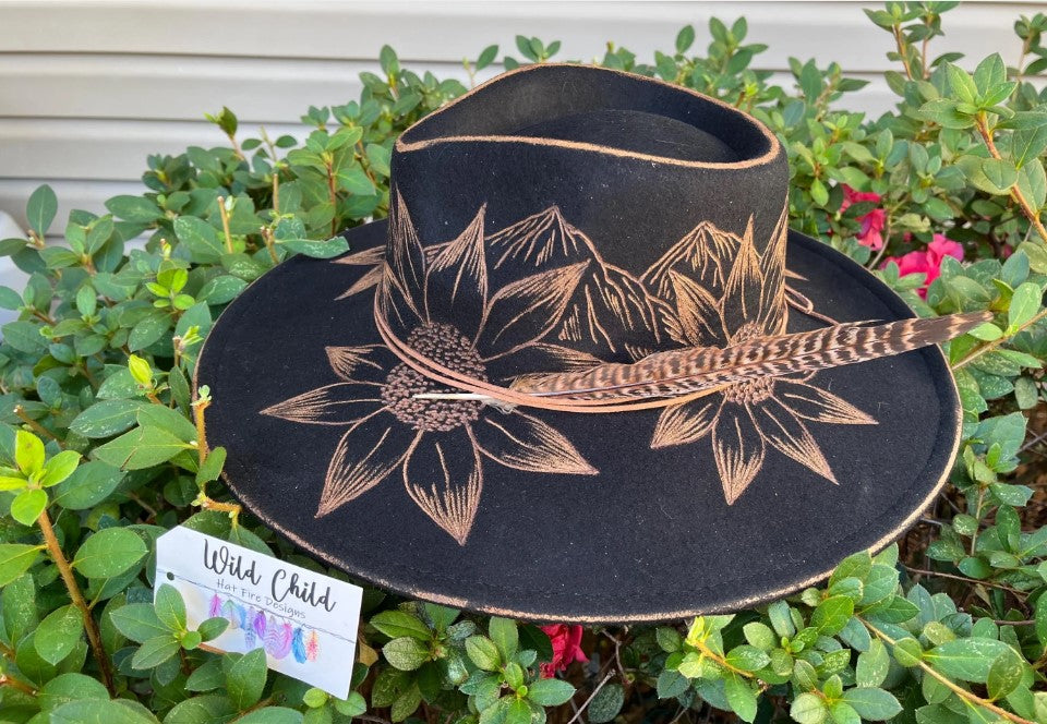 MOUNTAINS - Custom Hand Burned Hat (Copy)