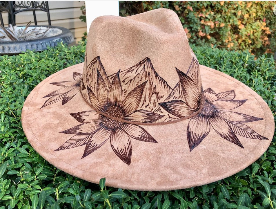 MOUNTAINS - Custom Hand Burned Hat (Copy)