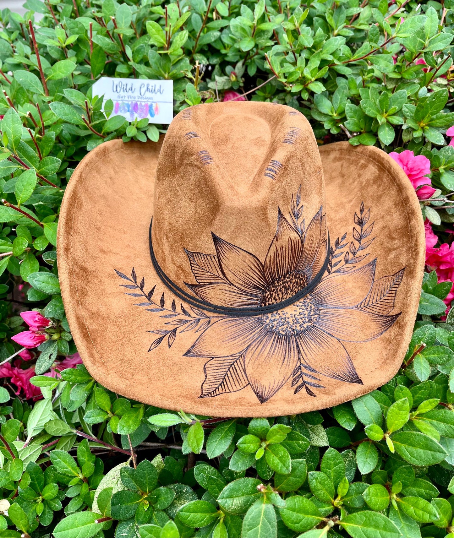 COWBOY Brim Sunflower - Custom Hand Burned Hat
