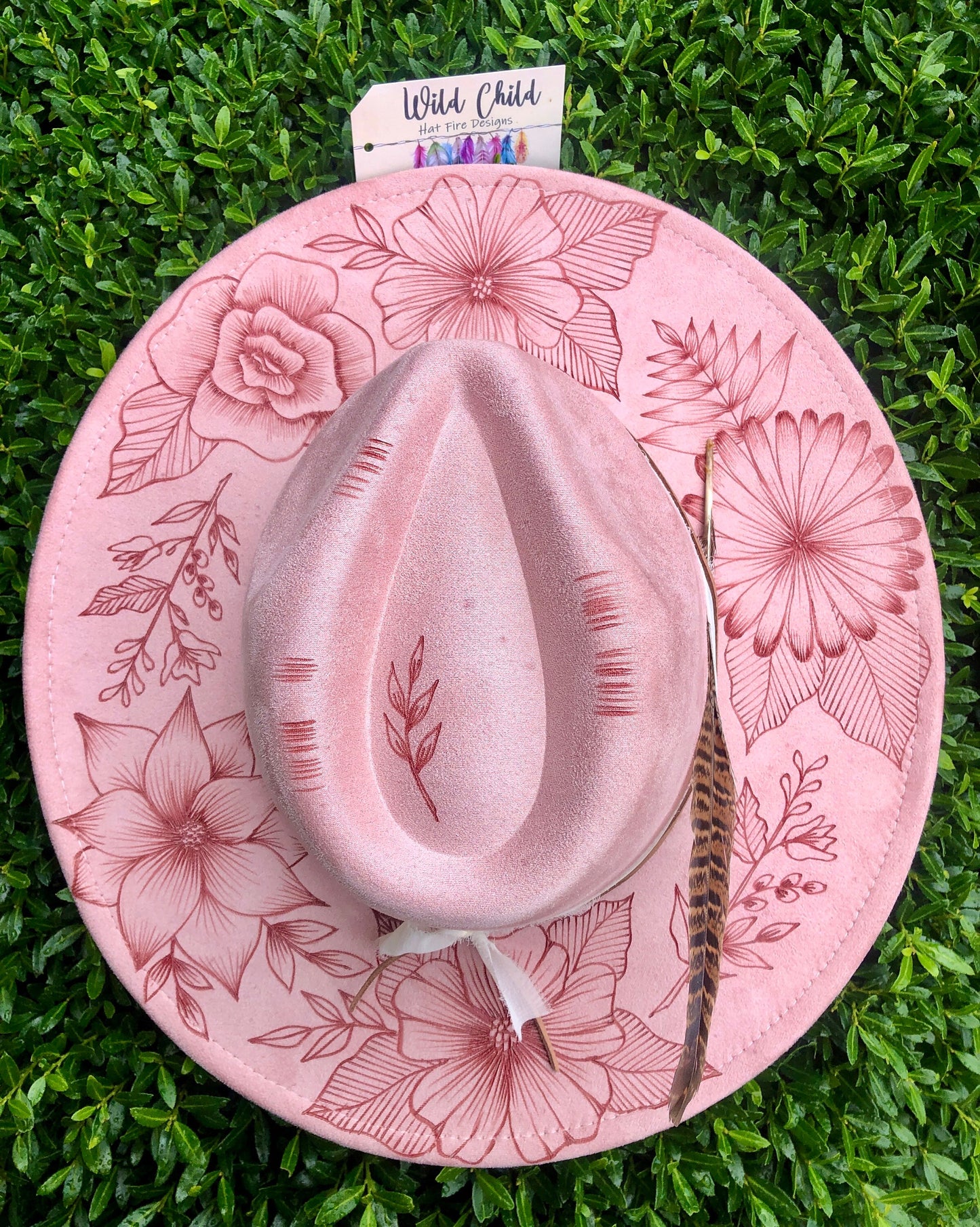 Floral SPRING- Handmade Custom Burned Hat