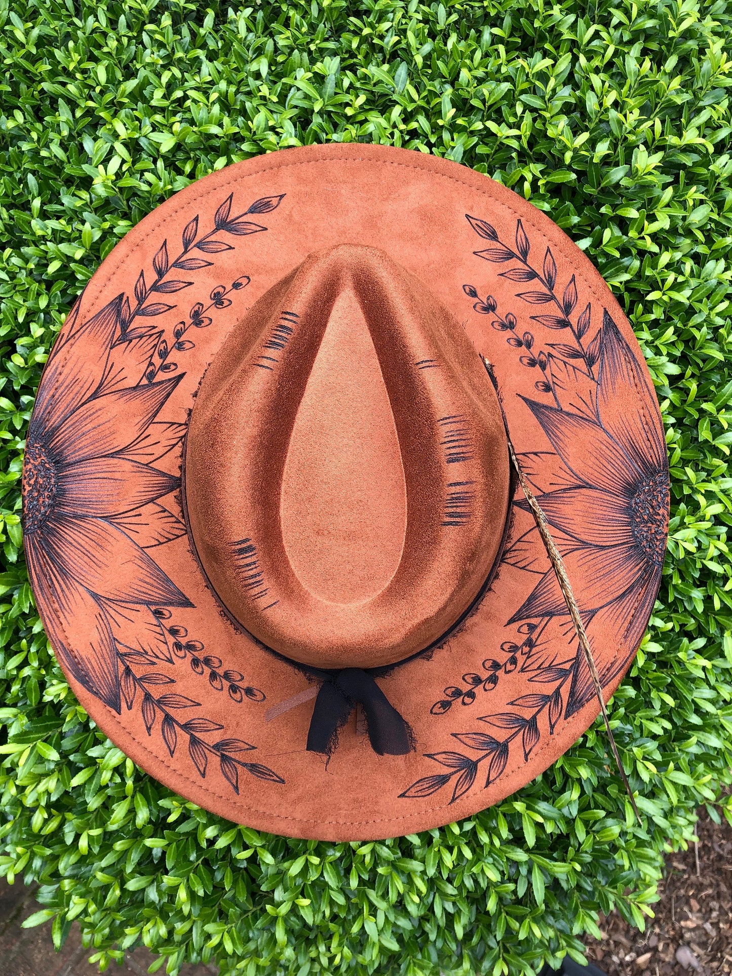 SUNFLOWERS - Handmade Custom Burned Hat