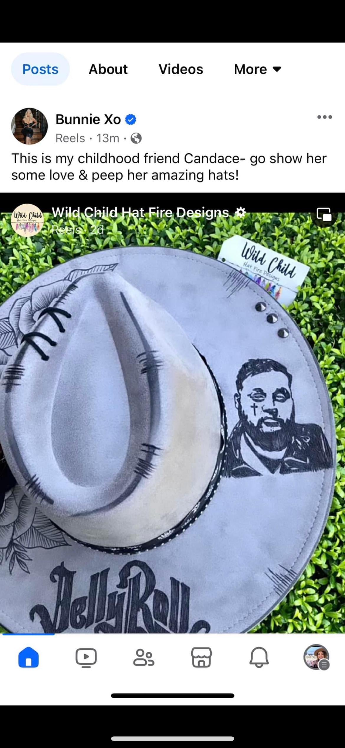 Jelly Roll -Bunniexo Handmade custom Burned Hat