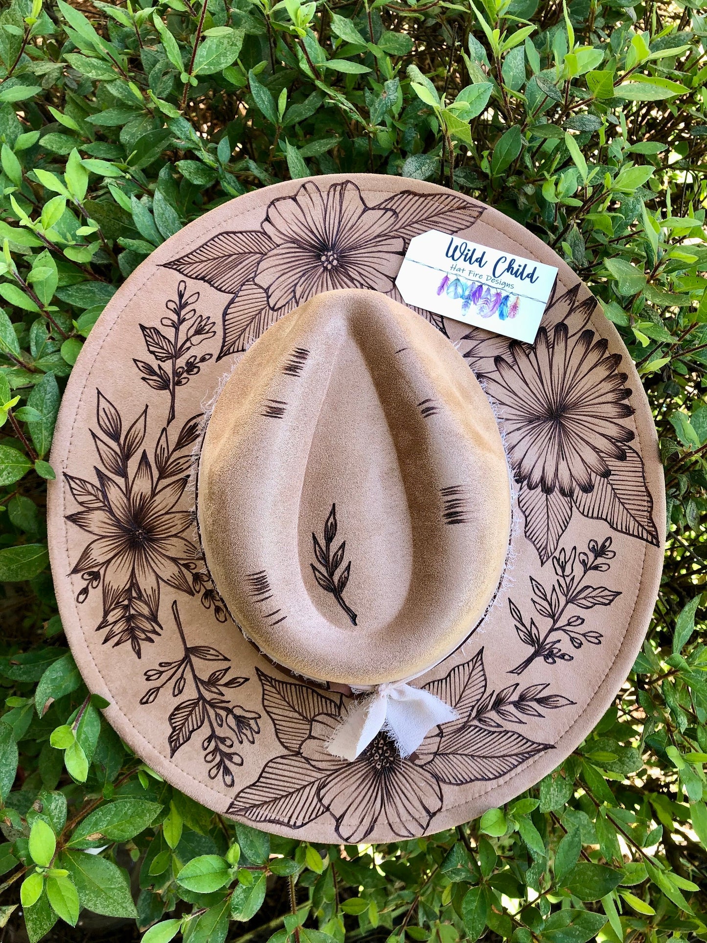 Floral SPRING- Handmade Custom Burned Hat