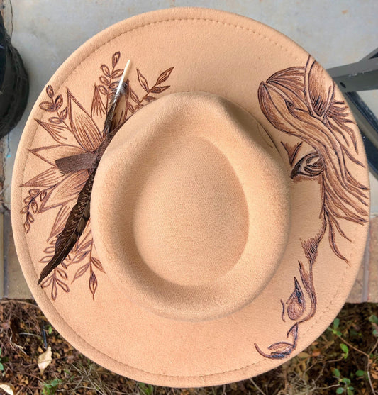 HORSE - Handmade Custom Burned Hat