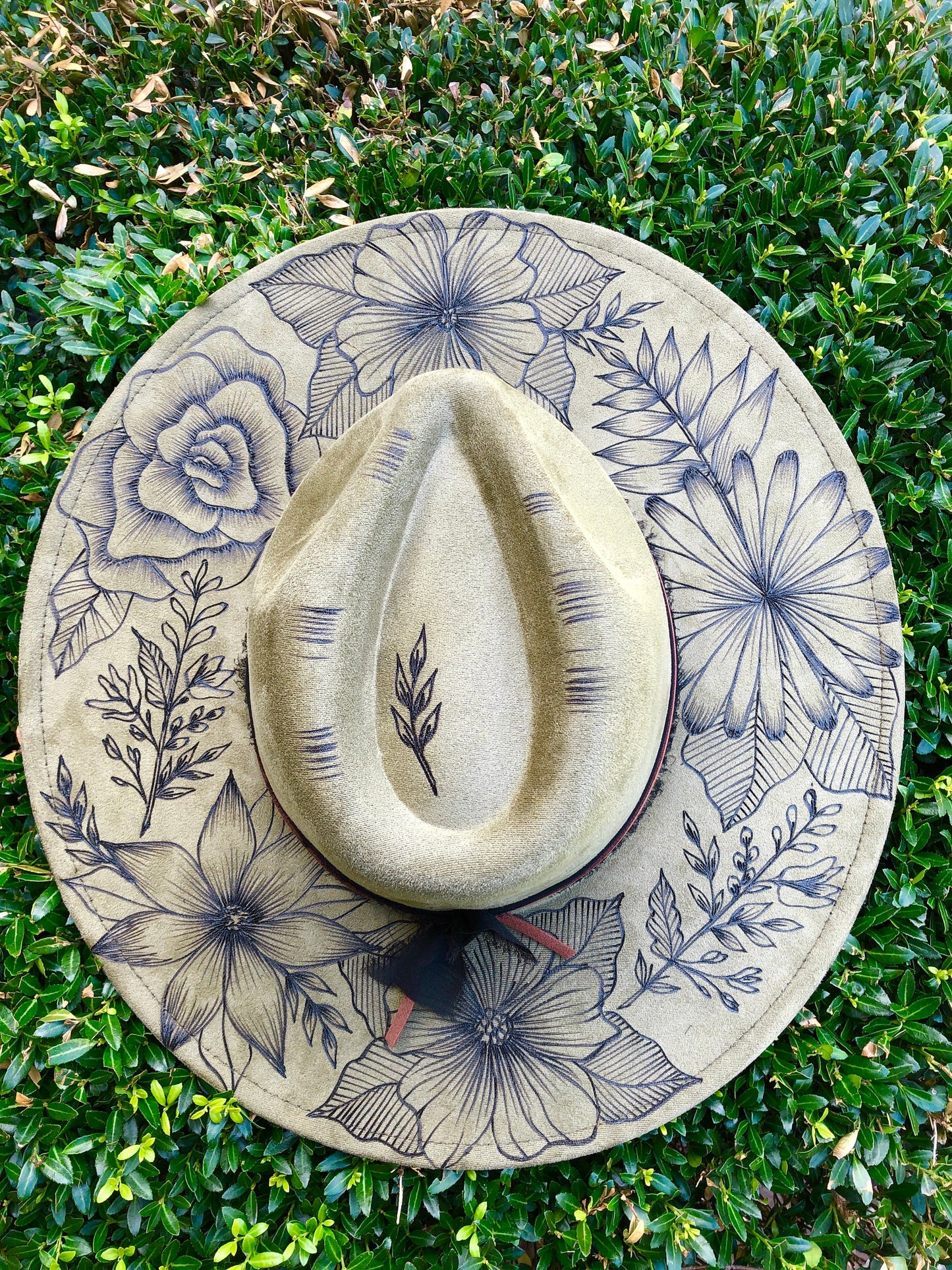 Floral SPRING- Handmade Custom Burned Hat