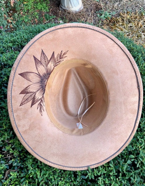 FLORAL Side - handmade Custom Burned Hat