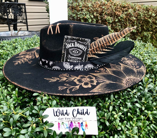 Jack DANIELS - Handmade Custom Burned Hat