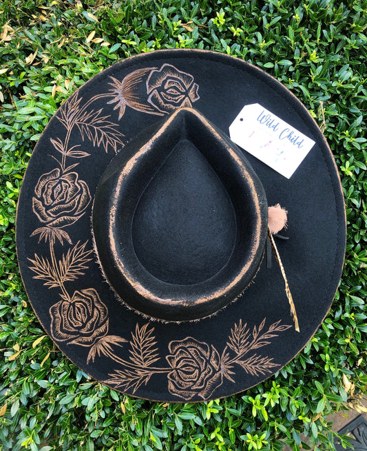 ROSES - Handmade Custom Burned Hat