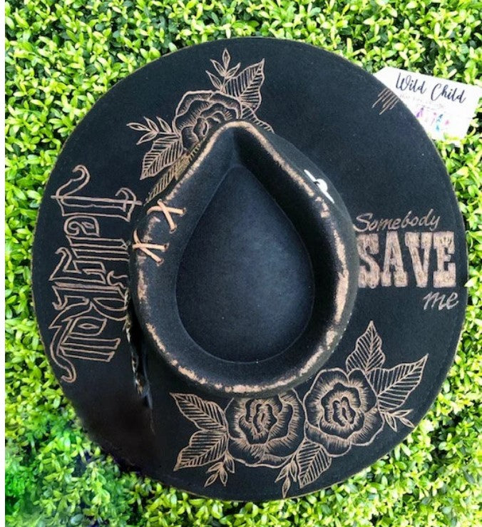 SAVE ME, Jelly Roll - Handmade Custom Burned Hat (Copy)